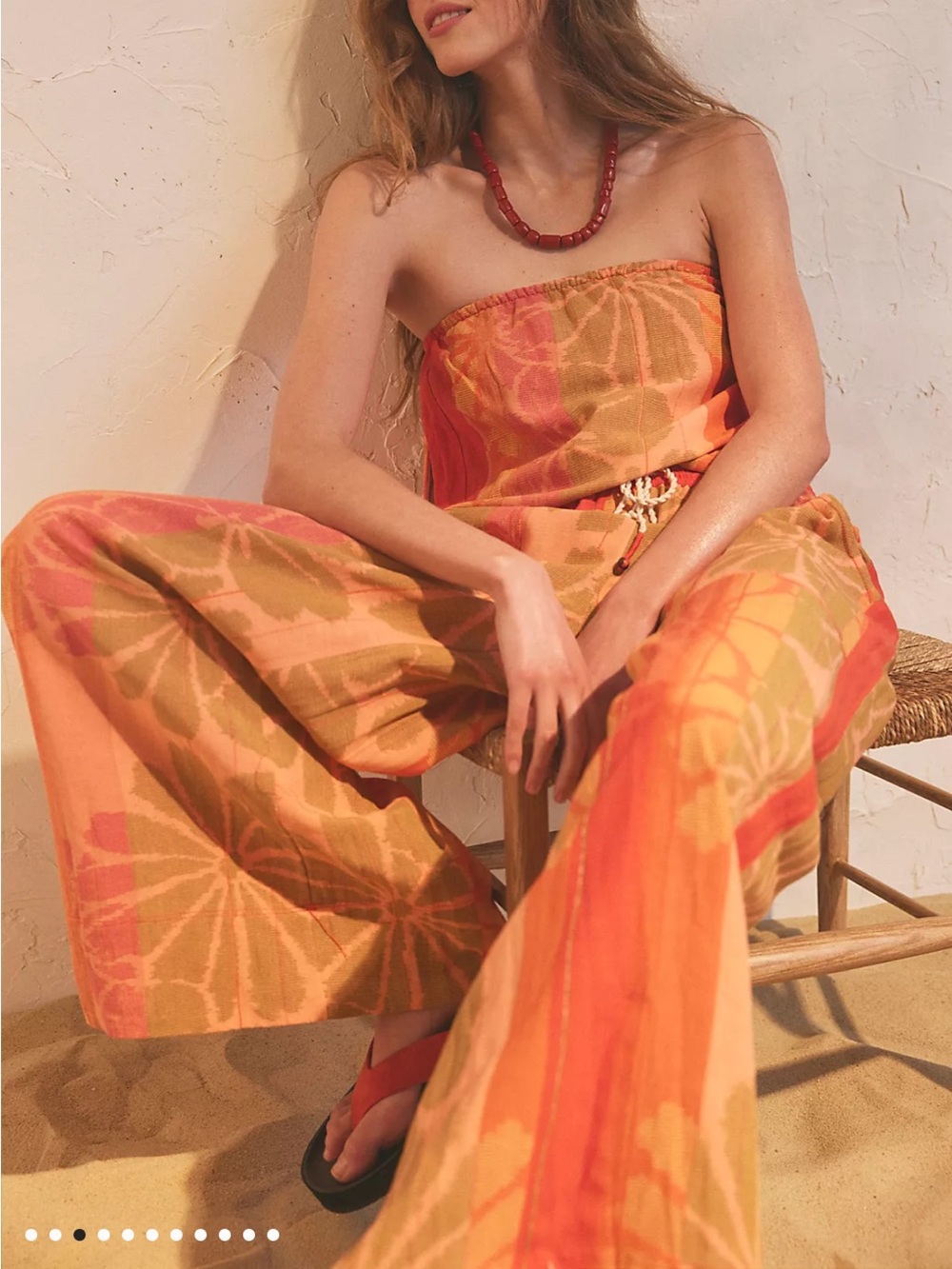 Free People Floral Strapless Wide-Leg pants in Orange and Pink NWOT - Picture 3 of 8